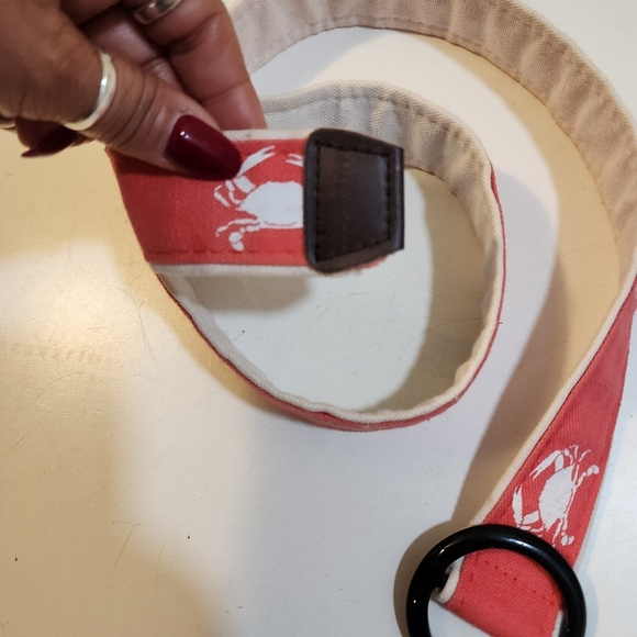 Sand Shack Crab Print Belt with Black Buckle Size M - Picture 5 of 9